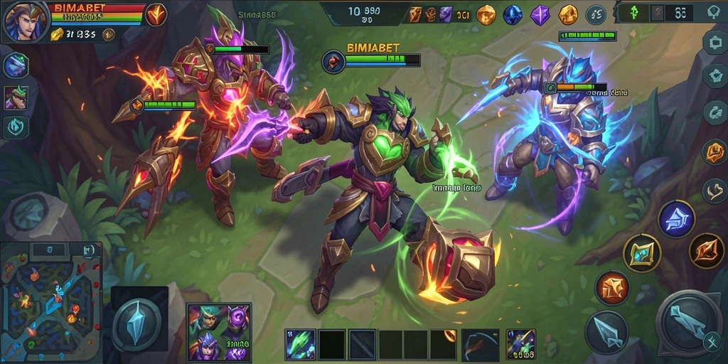 Gameplay seru dari BIMABET yang menampilkan pertarungan karakter MOBA.