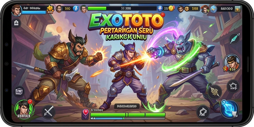Tampilan gameplay <strong>EXOTOTO</strong> yang intens dan penuh aksi.