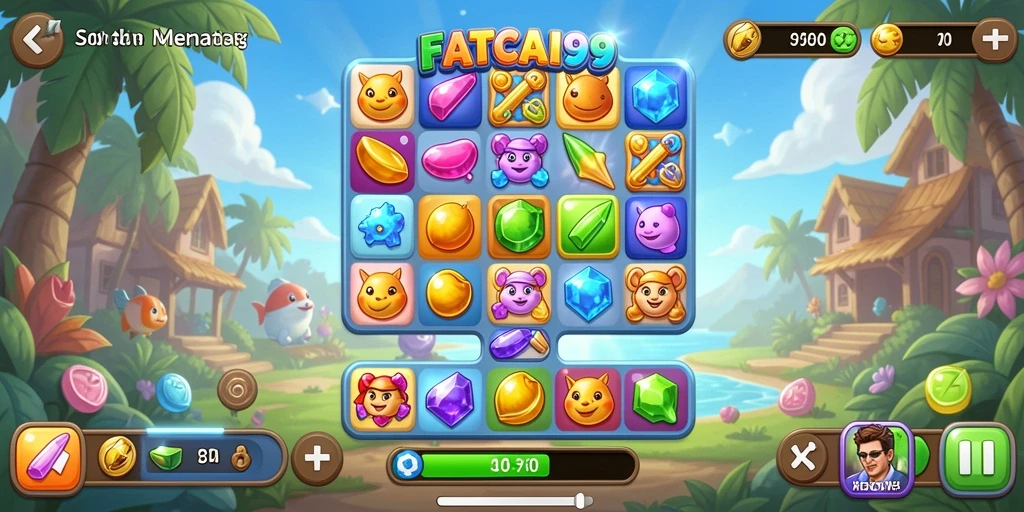 Screenshot gameplay FATCAI99 menampilkan aksi seru dari game Match-3.