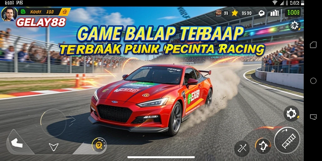 Screenshot utama GELAY88 menampilkan aksi balap yang mendebarkan dengan grafis menawan.