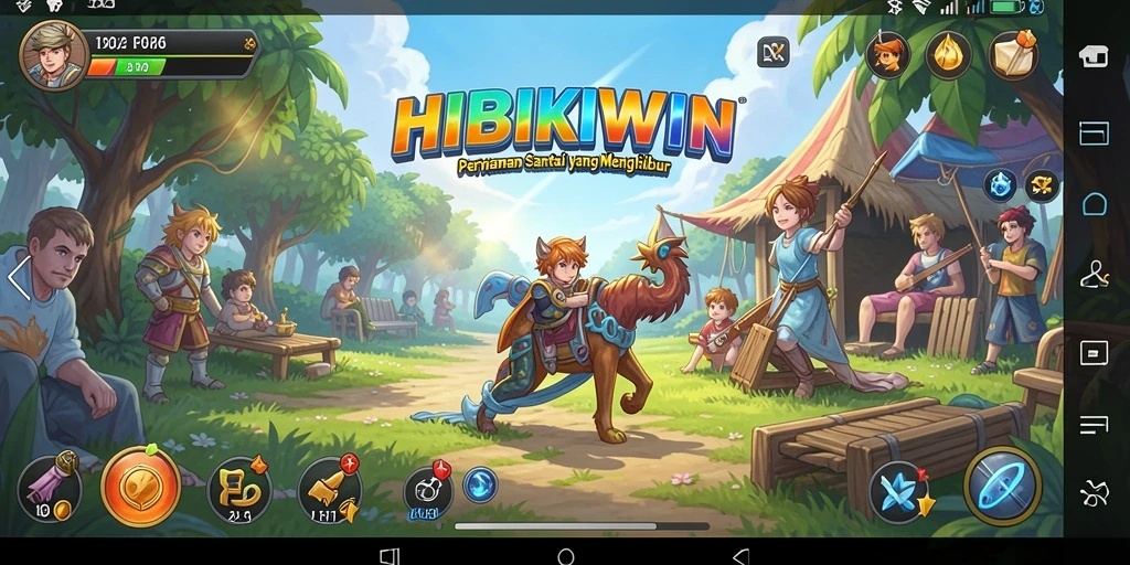 Tangkapan layar HIBIKIWIN menampilkan gameplay yang seru dan menyenangkan.