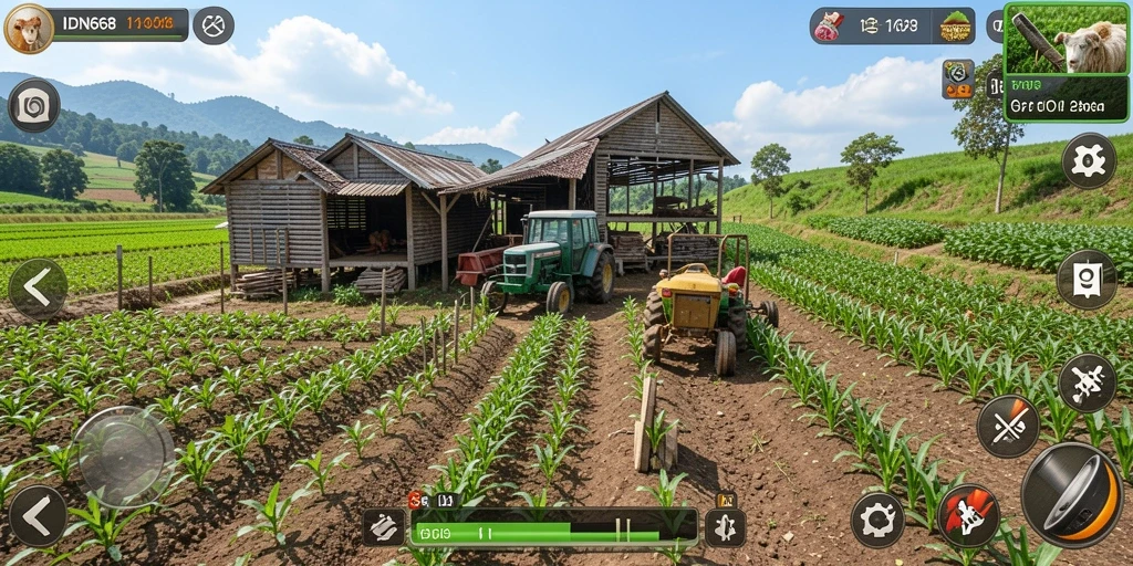 Tangkapan layar gameplay <strong>IDN668</strong> menunjukkan detail menakjubkan pertanian.