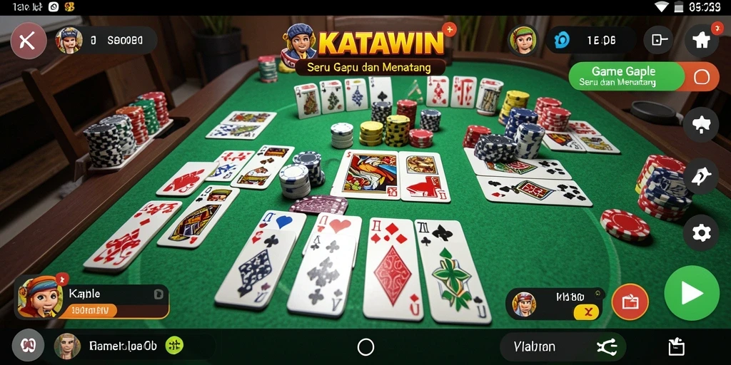 Tampilan gameplay utama KATAWIN dengan suasana permainan Gaple.