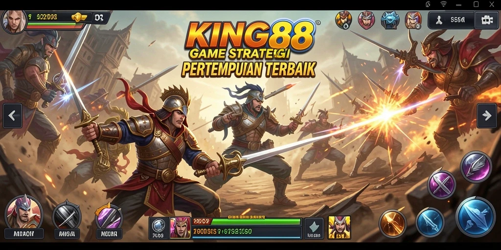 Tampilan gameplay <strong>KING88</strong> dengan strategi pertempuran yang mendebarkan.
