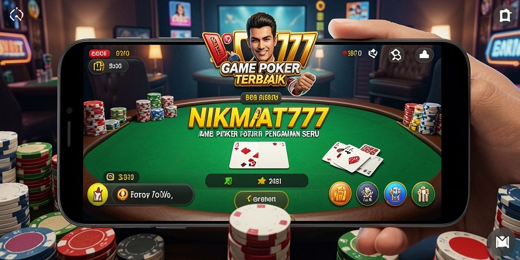 Gameplay seru Poker di NIKMAT777 dengan antarmuka menarik.