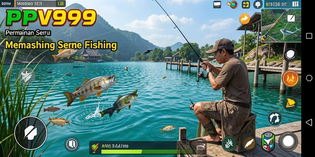 Screenshot gameplay PPV99 yang menampilkan aksi memancing yang seru.