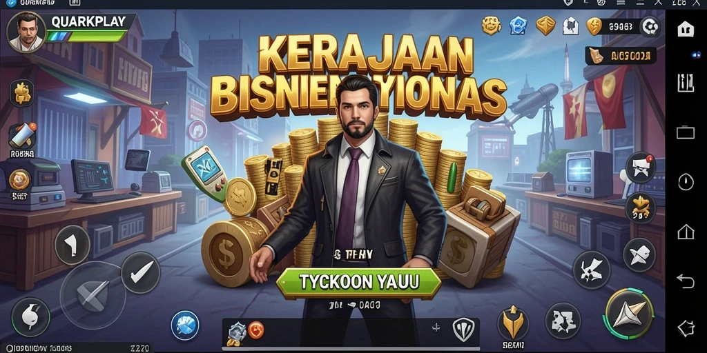 Tampilan gameplay QUARKPLAY dengan atmosfer Tycoon yang menarik.