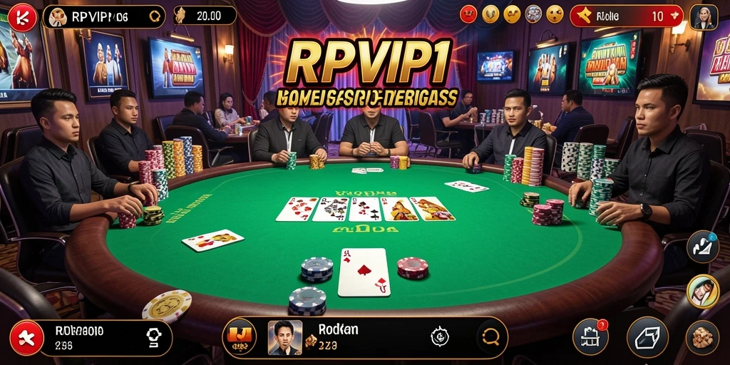 Tangkapan layar dari gameplay RPVIP1 yang menampilkan suasana permainan poker yang seru.