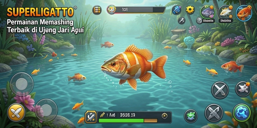 Tampilan menarik dari gameplay SUPERLIGATOTO yang penuh aksi memancing.