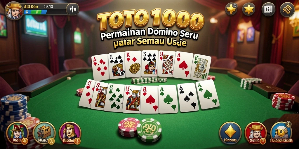 Screenshot permainan TOTO1000 menampilkan aksi seru bermain domino.